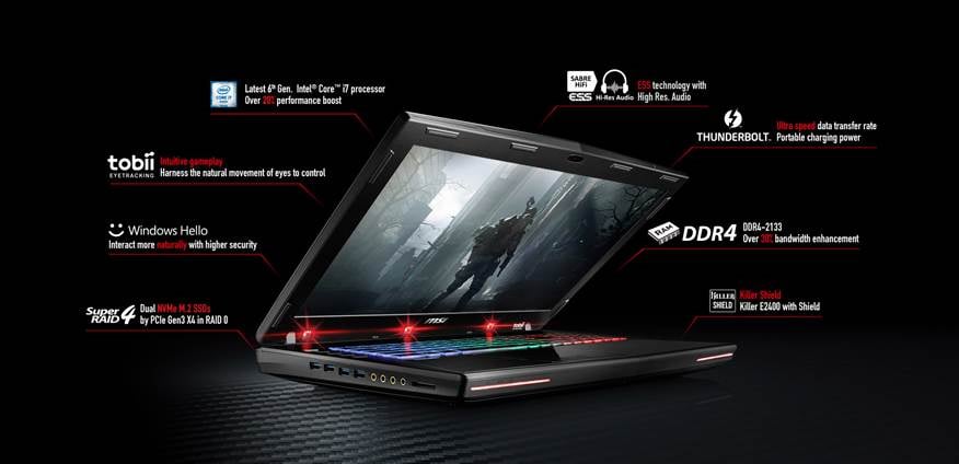 MSI GT72S 6QE Tobii Eye-tracking