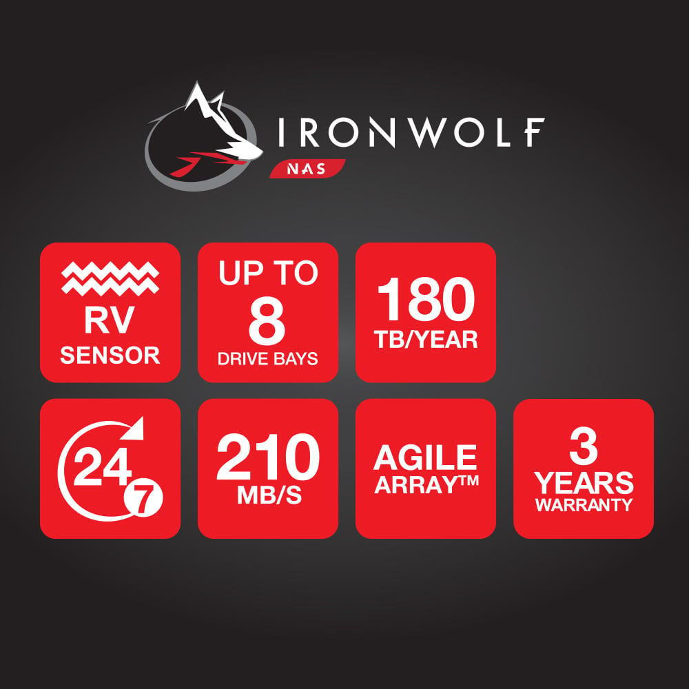 8 To Seagate IronWolf SATA III 3,5' 7200 tr/min 256 Mo ST8000VN004  763649125069