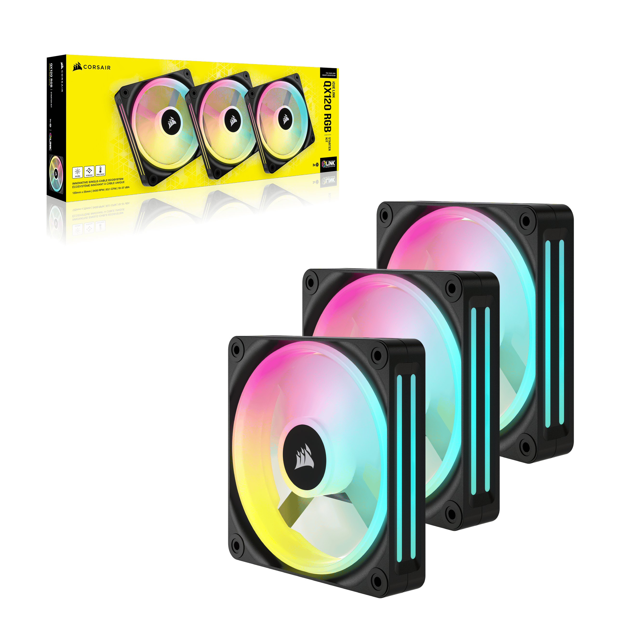 Corsair Icue Link Qx Rgb Startkitt Svart Pack Inet Se