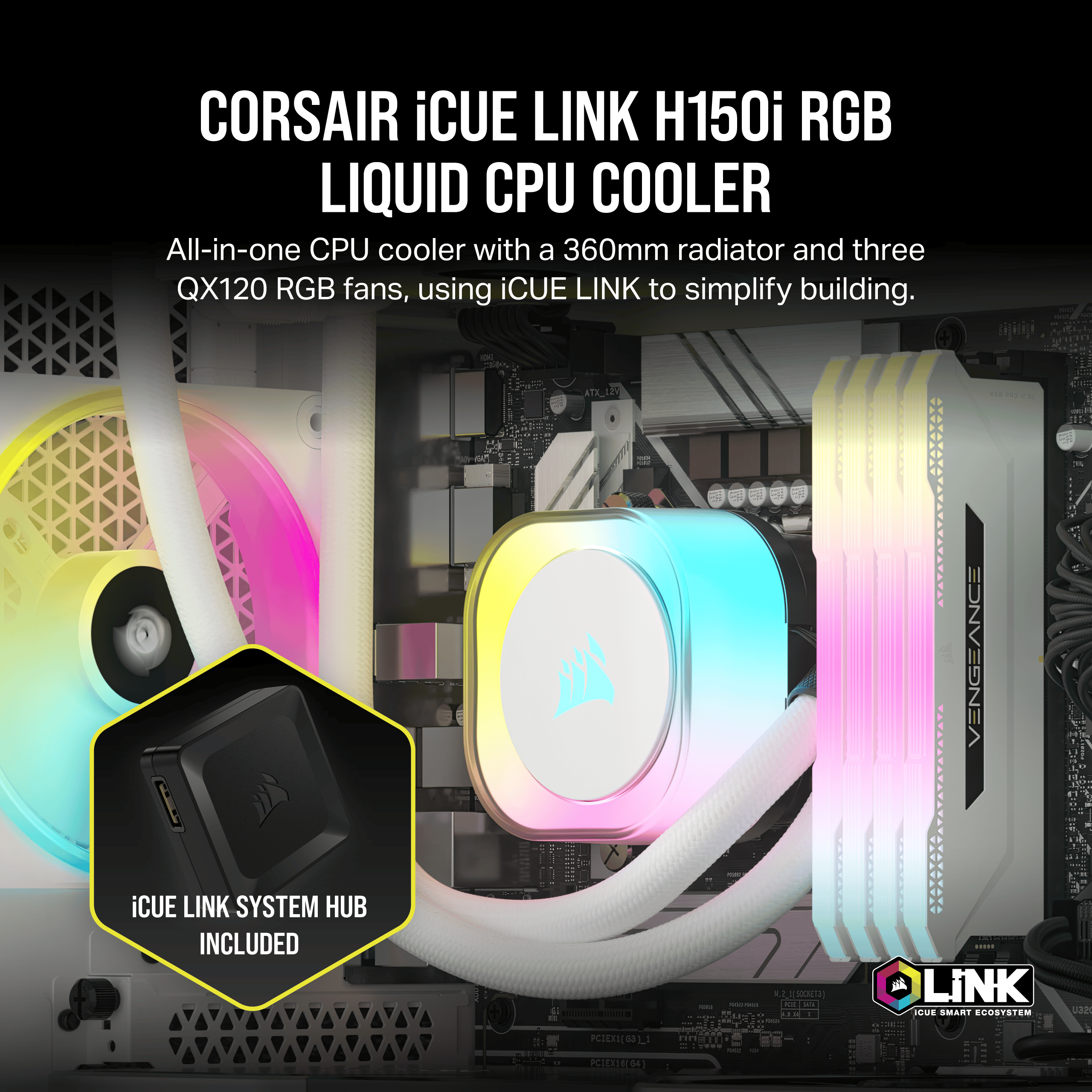 Corsair ICUE LINK H150i RGB Vit - Inet.se