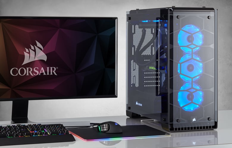 Kompakt Mid-Tower ATX, mit gehärtetem Glas und RGB-Lüftern verspiegelt Corsair Crystal 570X RGB Mirror Black PC-Gehäuse