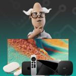 Dr Inet med en TV och flera typer av mediaspelare