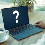 Laptop med ett frågetecken på skärmen