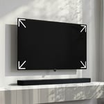 TV upphängd på väggen med pilar som indikerar storleken