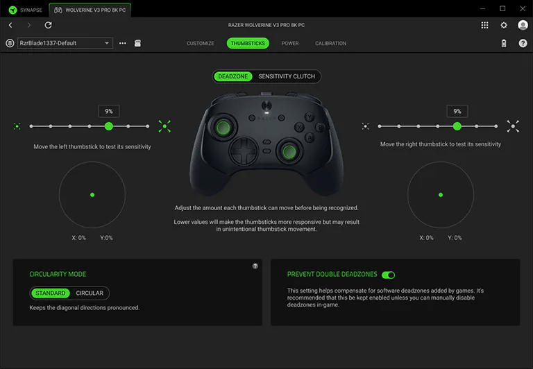 Thumbstick sensitivitet