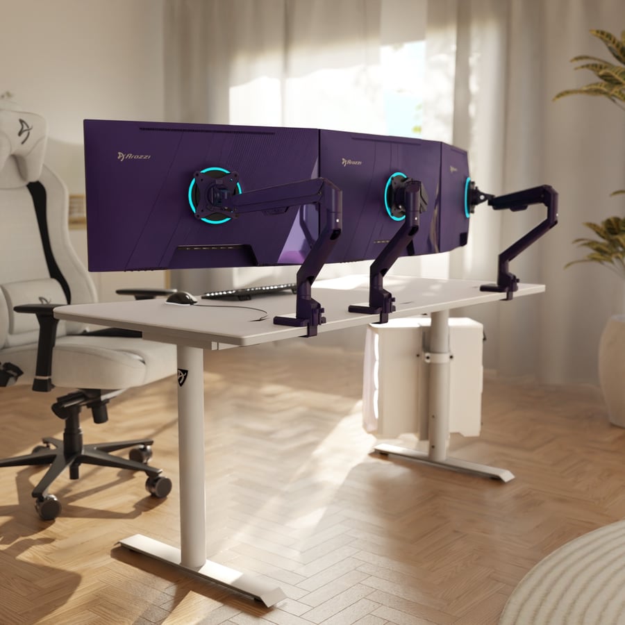 Tre armar med skärm