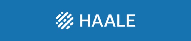 Haale logotyp på blå bakgrund