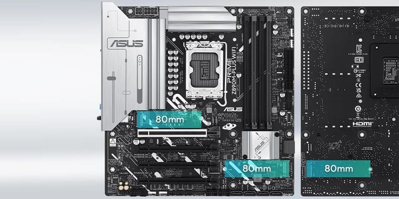 Tre M.2-platser (upp till 128 Gbps)