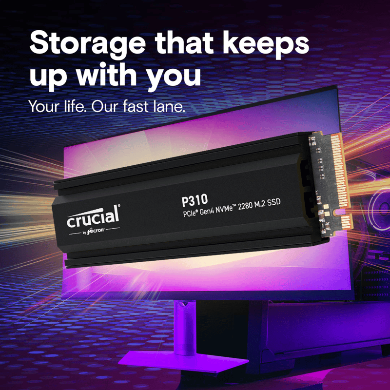 Bild på Crucial P310 med heatsink
