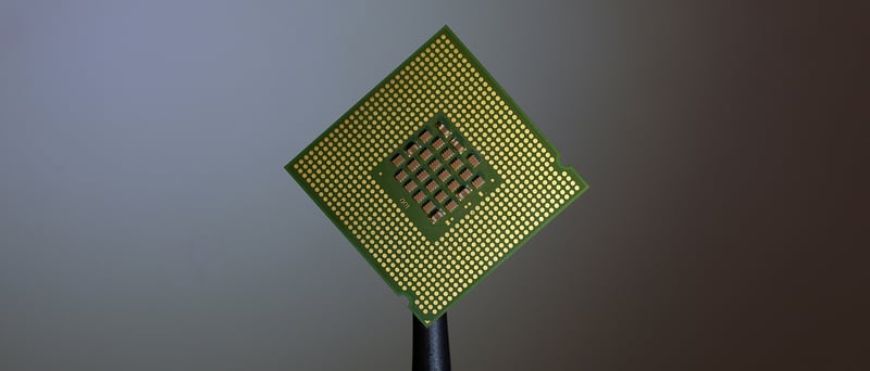 En processors undersida visar kontakterna som ansluts till ett moderkort