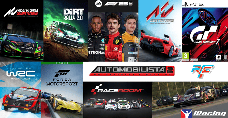 Bild på flera simracing spel