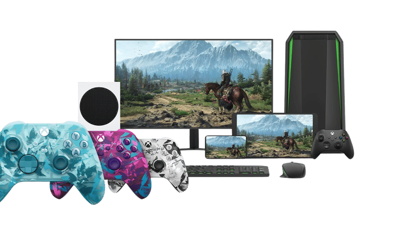 Xbox contyroller med flra enheter bakom