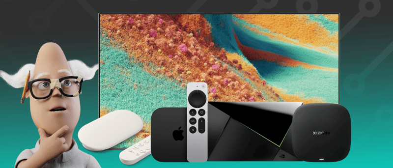Doktor Inet med en TV och olika mediaspelare