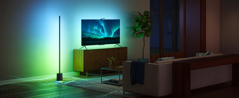 Govee RGBICW Smart Corner Golvlampa m. Högtalare
