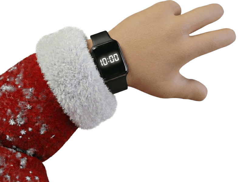 Dr Inets arm med en klocka som visar 10.00