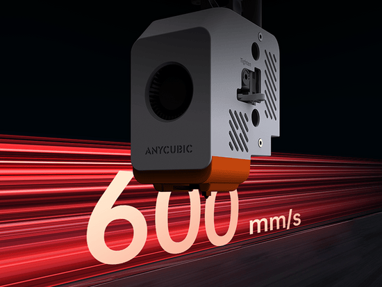 Bild på en 3D-extruder och texten 600mm/s