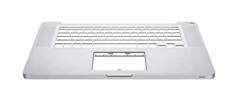 Del av laptop som är fräst ur ett enda stycke aluminum