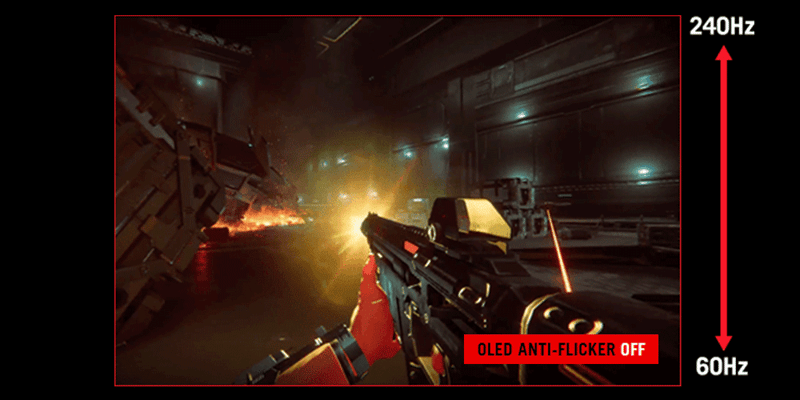 exempel på anti flicker mode avaktiverat