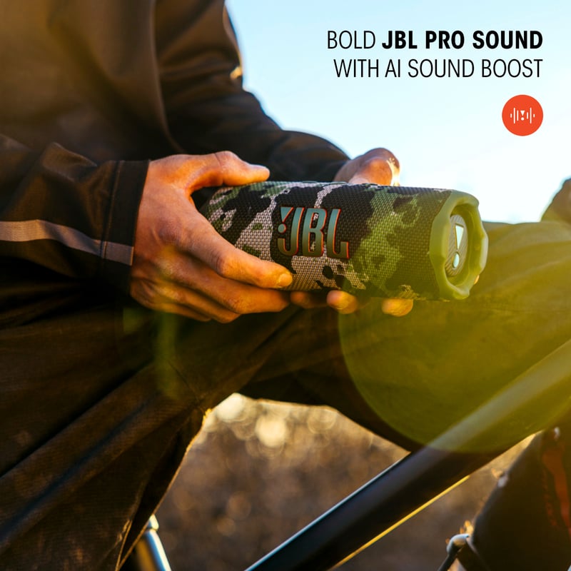 Djärvt JBL Pro-ljud med AI Sound Boost