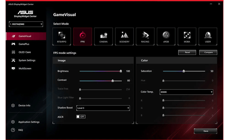 Asus game visual inställningar