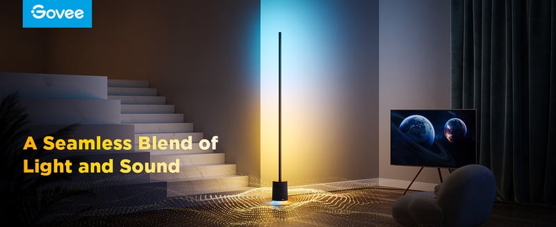 Govee RGBICW Smart Corner Golvlampa m. Högtalare