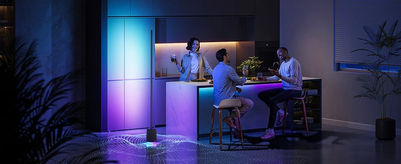 Govee RGBICW Smart Corner Golvlampa m. Högtalare