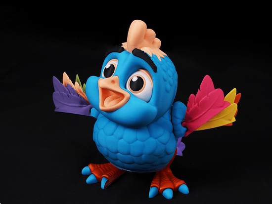 Färgglad 3D-printad fågel