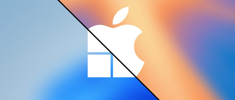 Delad bild med Windows och Apples logotyper