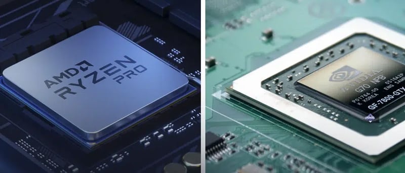 En processor bredvid en grafikprocessor