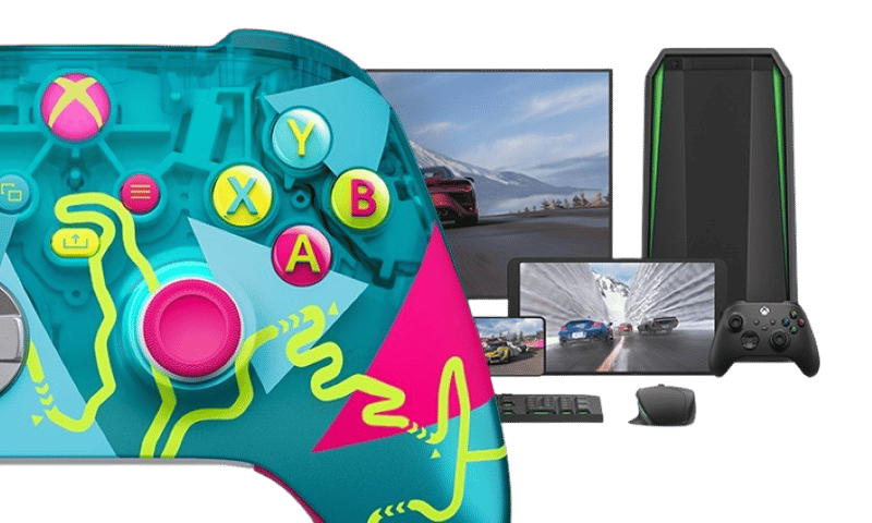 Xbox contyroller med flra enheter bakom