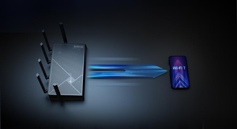 WiFi 7 Router och en smartphone