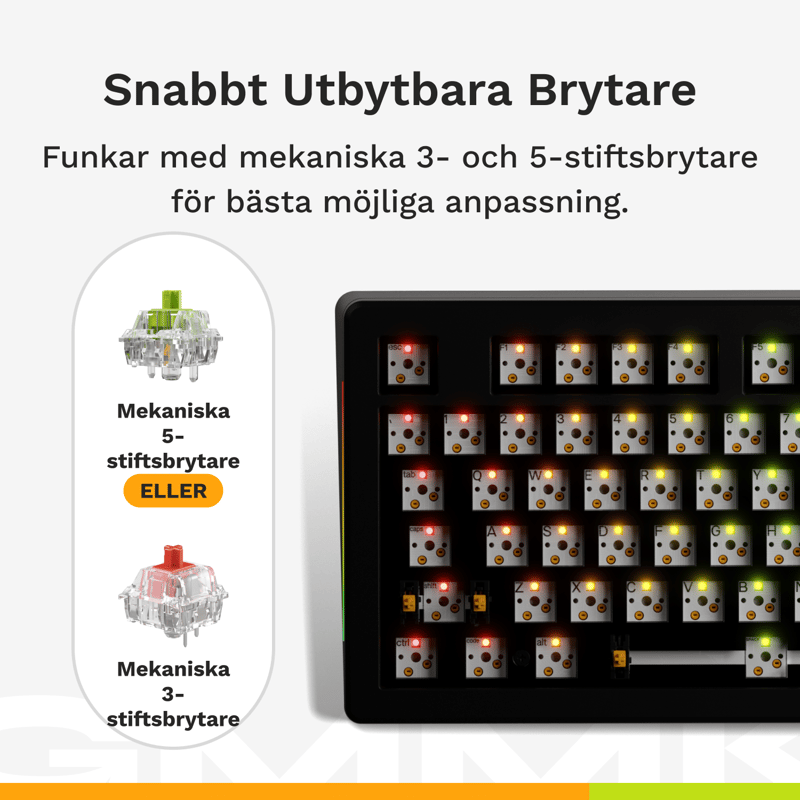 Bild på ett "barebone" tangentbord utan switchar