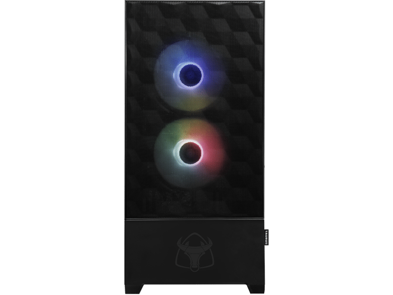 Perforerad front med RGB-fläktar