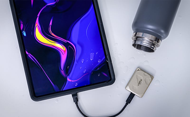 ipad kopplad till X9ssd med vattenspill
