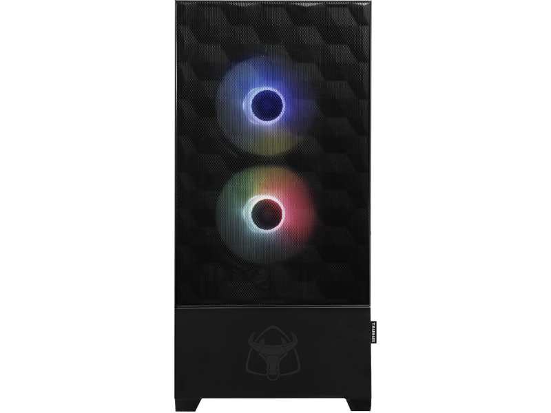 Perforerad front med RGB-fläktar