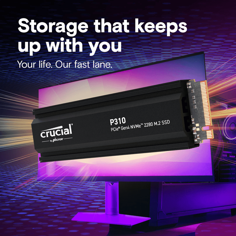 Bild på Crucial P310 med heatsink