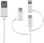 DELTACO 3-i-1 USB-C/Lightning/Micro-USB-kabel Vit 1 m