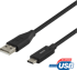 DELTACO USB 2.0-kabel C-A Svart 1,5 m
