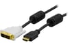 DVI-kabel DVI ha - HDMI ha 0.5m Svart