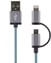 Lightning/microUSB-kabel (MFI) Blå Tygsladd 1m