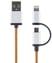 Lightning/microUSB-kabel (MFI) Orange Tygsladd 1m