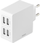 DELTACO Väggladdare 4x USB-A 4.8 A Vit