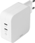 DELTACO Väggladdare GaN 2x USB-C PD 100W, Vit