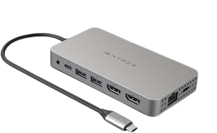 Hyperdrive Dual HDMI 10-in-1 dock for M1/M2/M3 MacBooks Silver