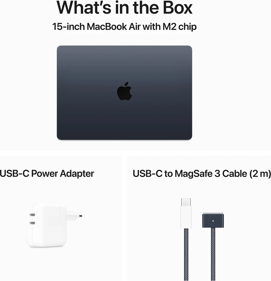Apple MacBook Air (2023) - 15,3" | M2 | 8GB | 256GB | Midnatt