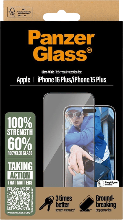 PanzerGlass iPhone 15/16 Plus Ultra-Wide Fit w/Applicator