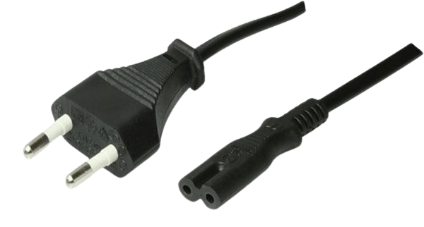 Strömkabel C7 Rak CEE 7/16 till 2-pin Svart 1.5 m