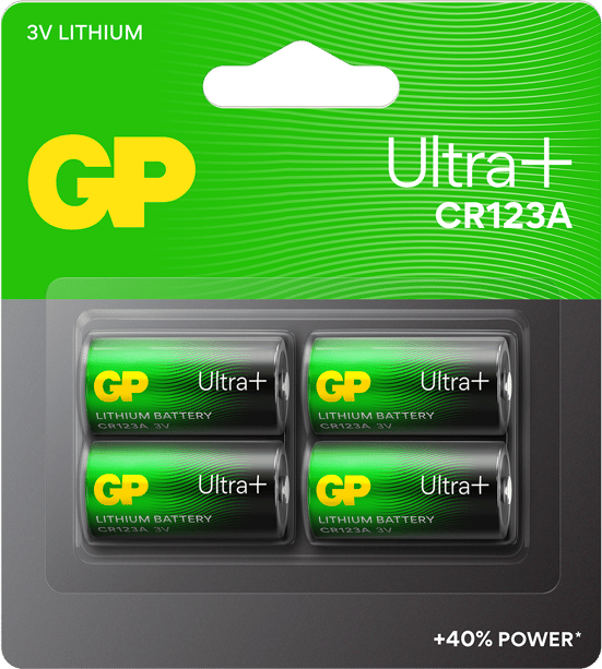 GP Ultra Plus Lithium Battery CR123A, 3V (4-pack)