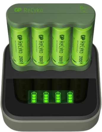 GP ReCyko Laddstation Everyday 4x 2100 mAh AA på köpet Grön
