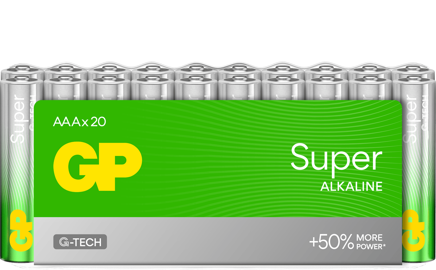GP Super Alkaline Battery, Size AAA, 24A/LR03, 1.5V, 20-pack